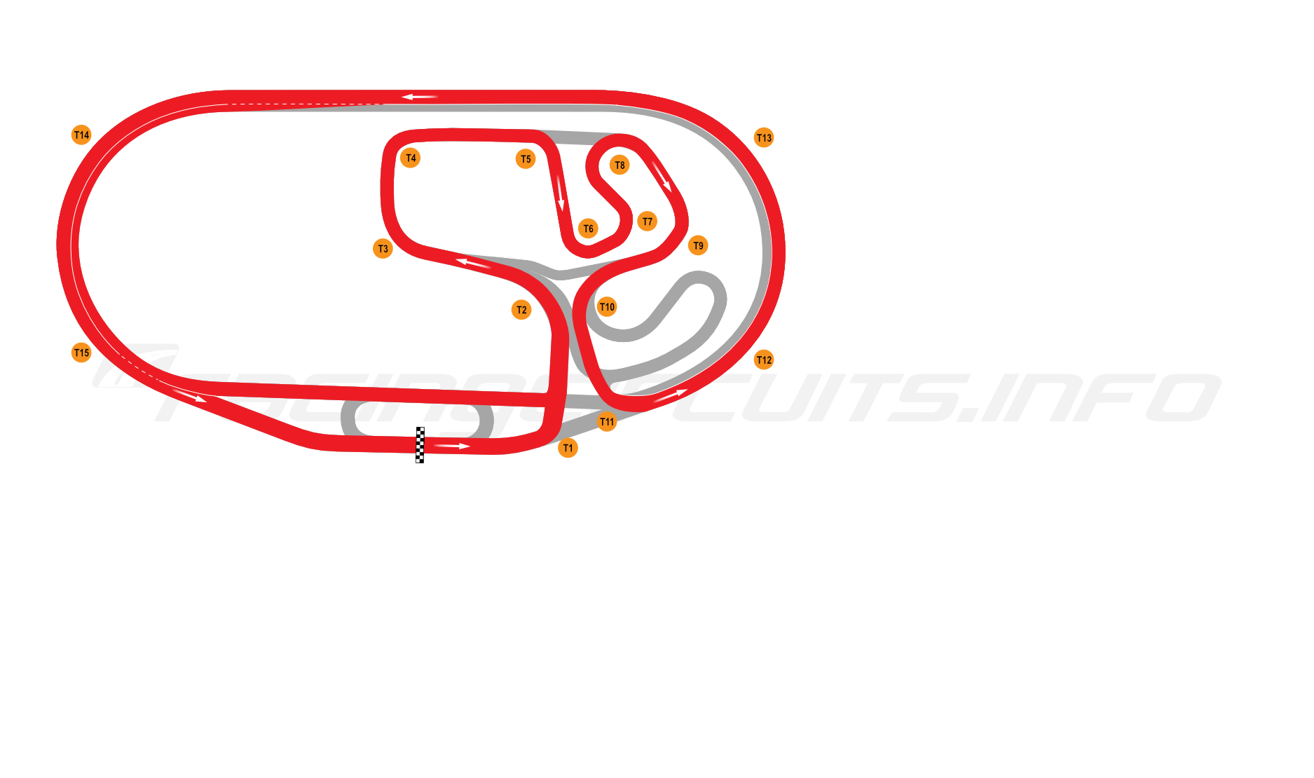 Map of Charlotte Motor Speedway, Road Course 2015-17